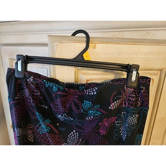 LuLaRoe TC Pink Aqua Blue Polka Dot Butterfly Print on Black Leggings - Picture 8 of 9